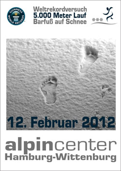 Weltrekordversuch mit Barfuss im Schnee